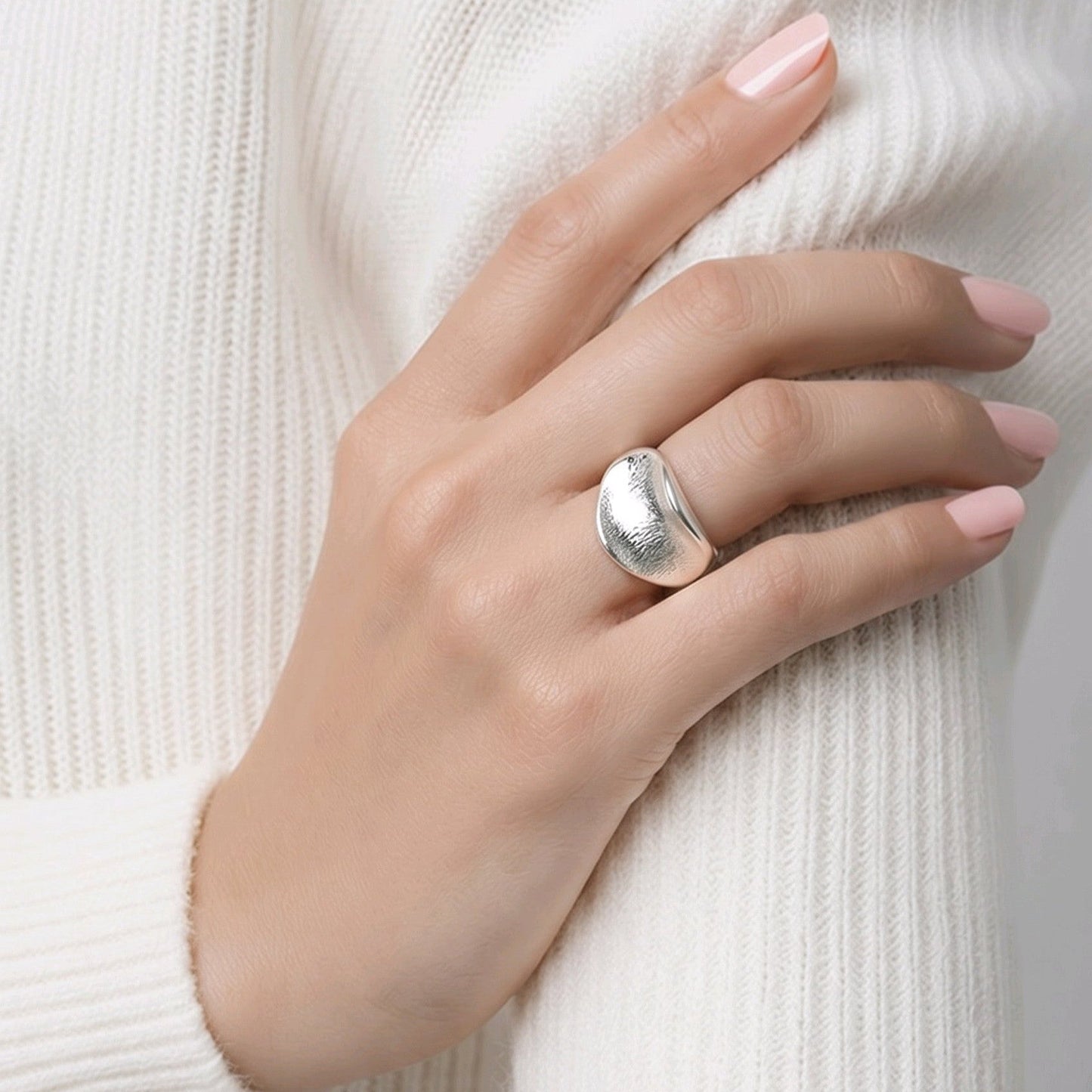 Anillo maxi baño de plata
