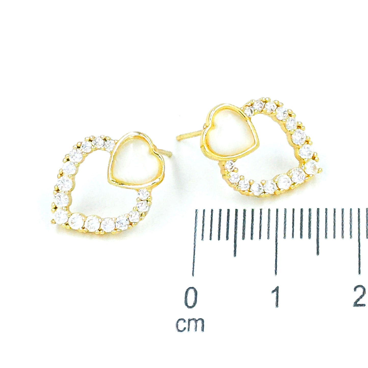 Arete silueta corazón gema