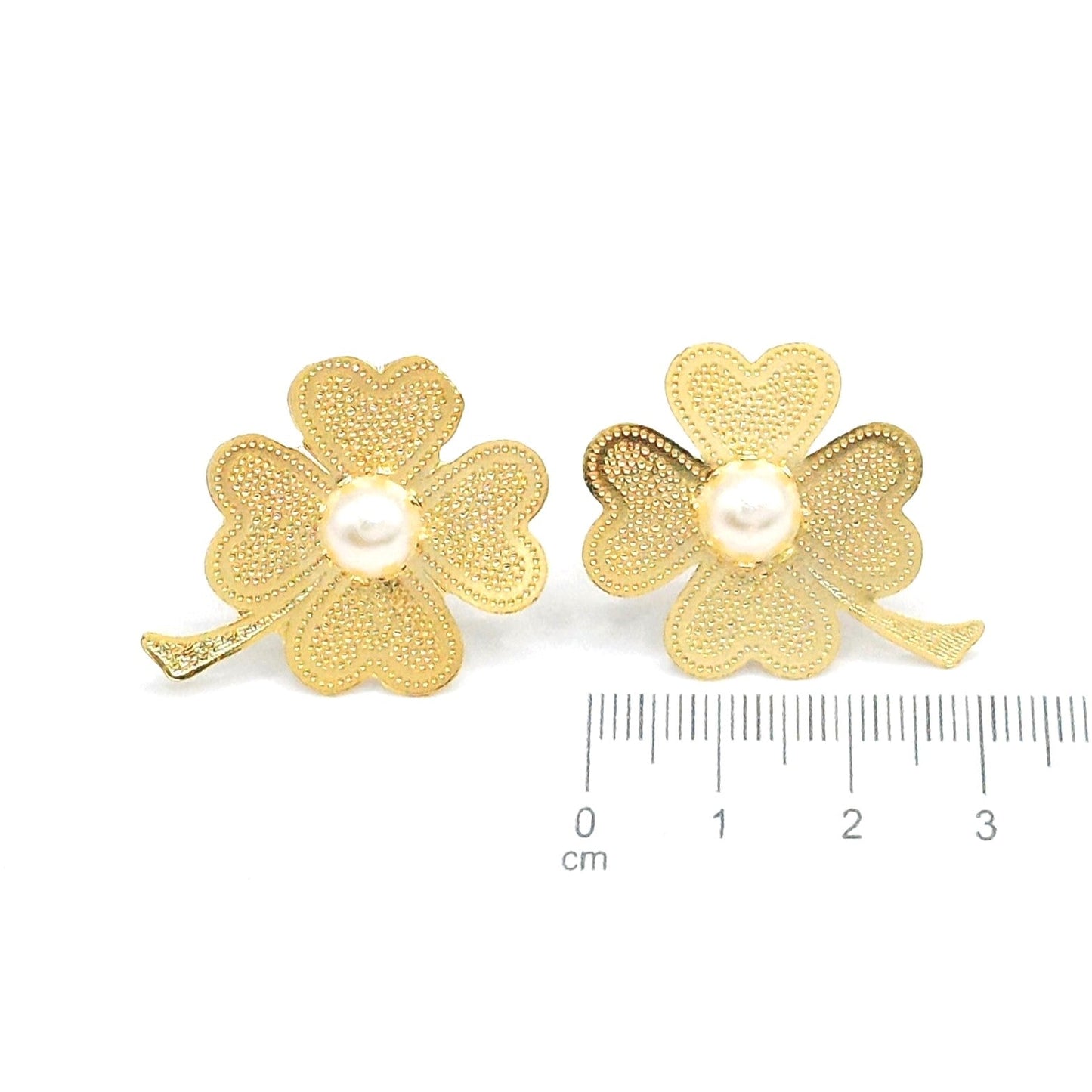 Arete bronce perla trebol Amulí