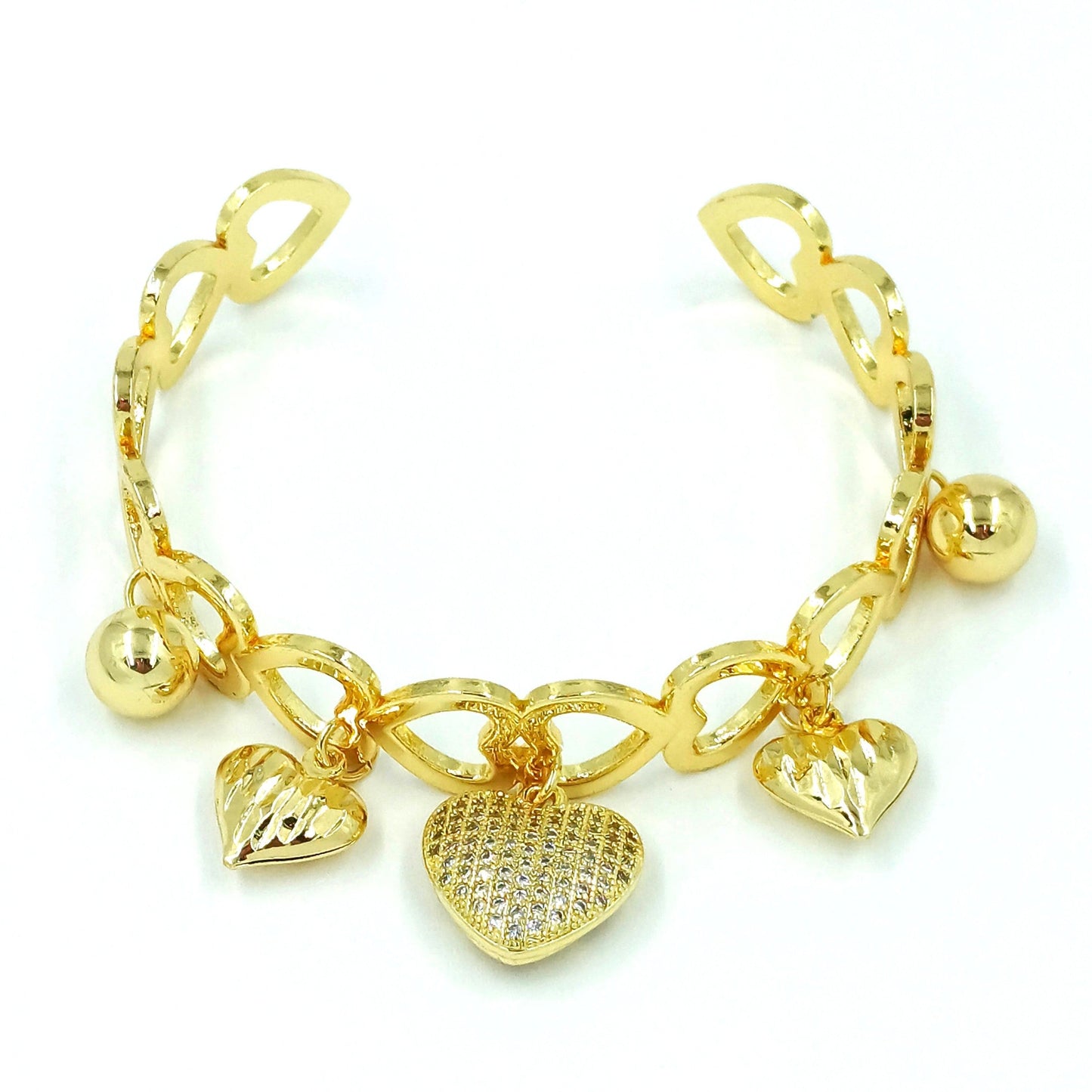 Pulsera dijes corazón microzircon