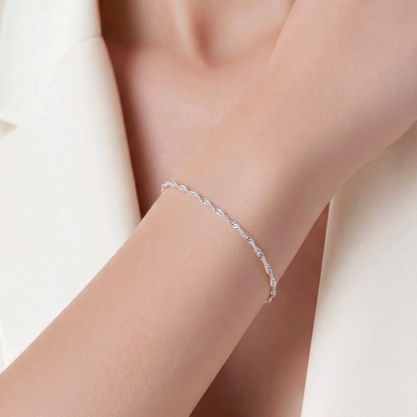 Pulsera singapur baño de plata