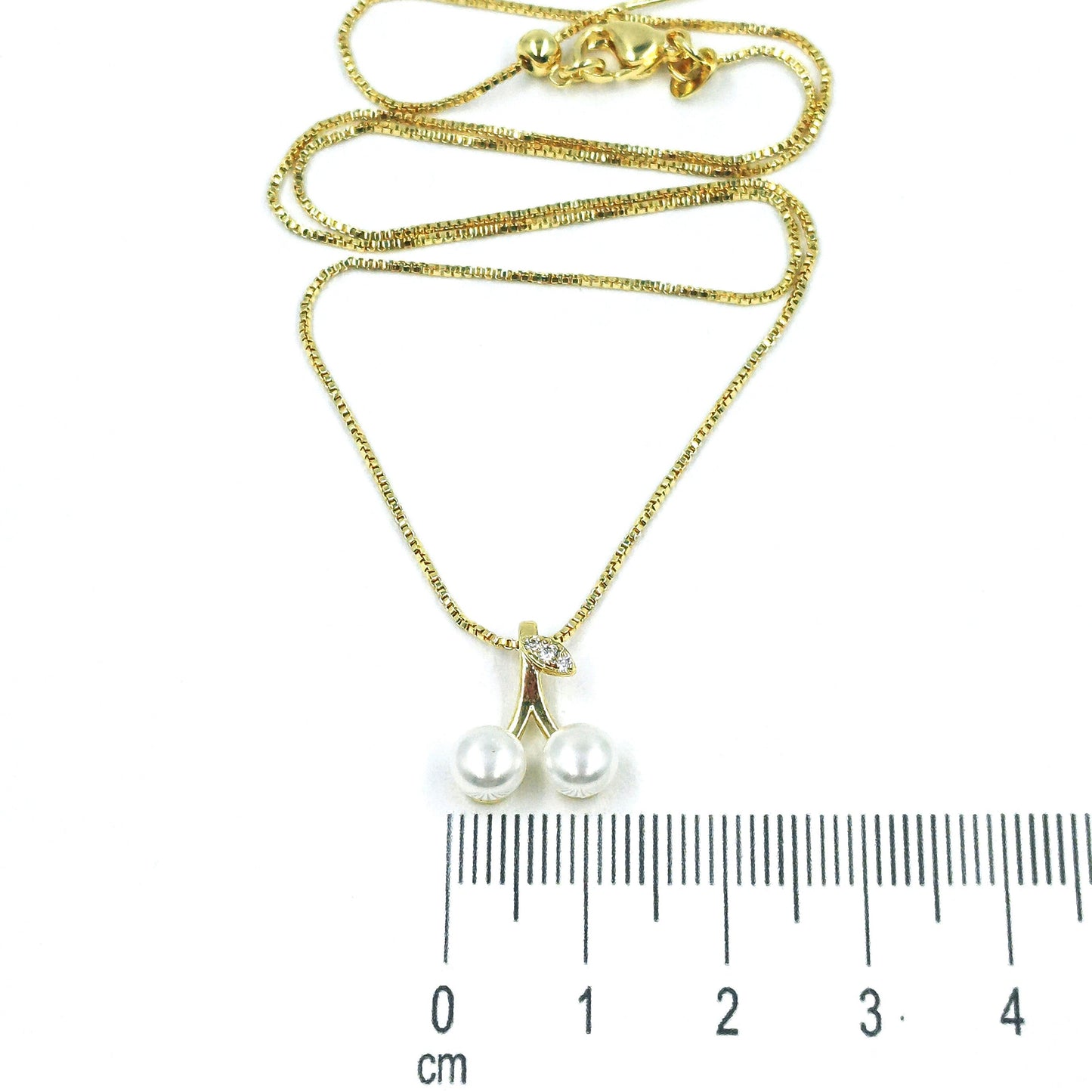 Collar rodio cereza perla