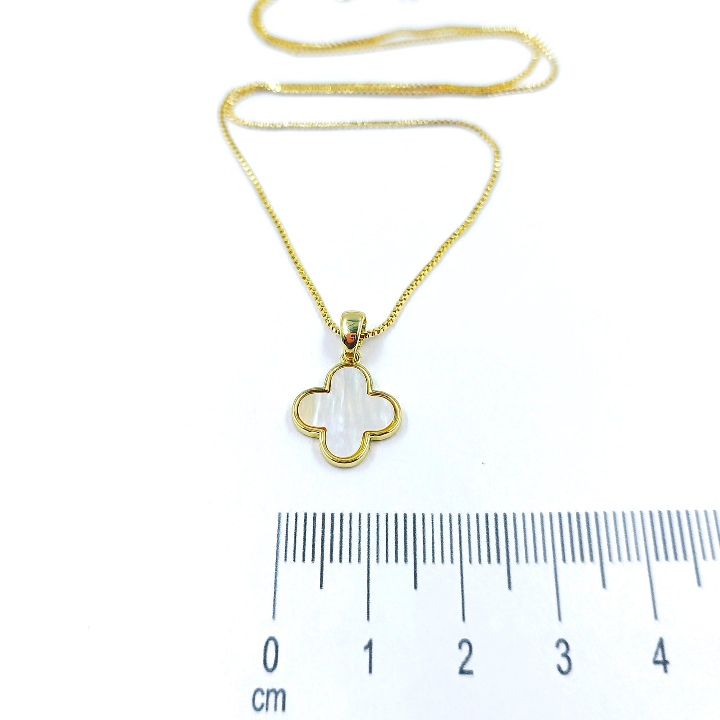 Collar rodio Trébol nácar