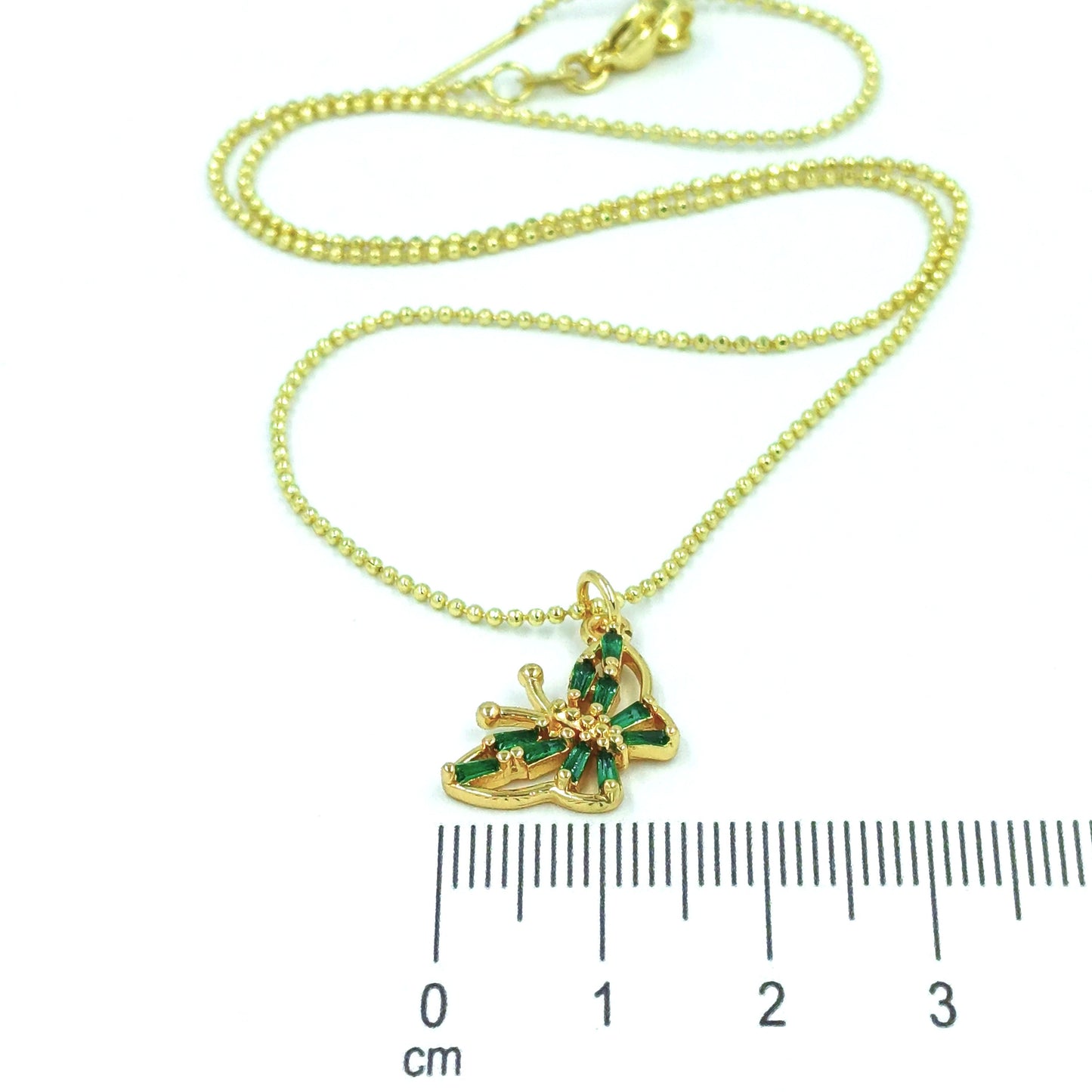Collar rodio mariposa esmeralda