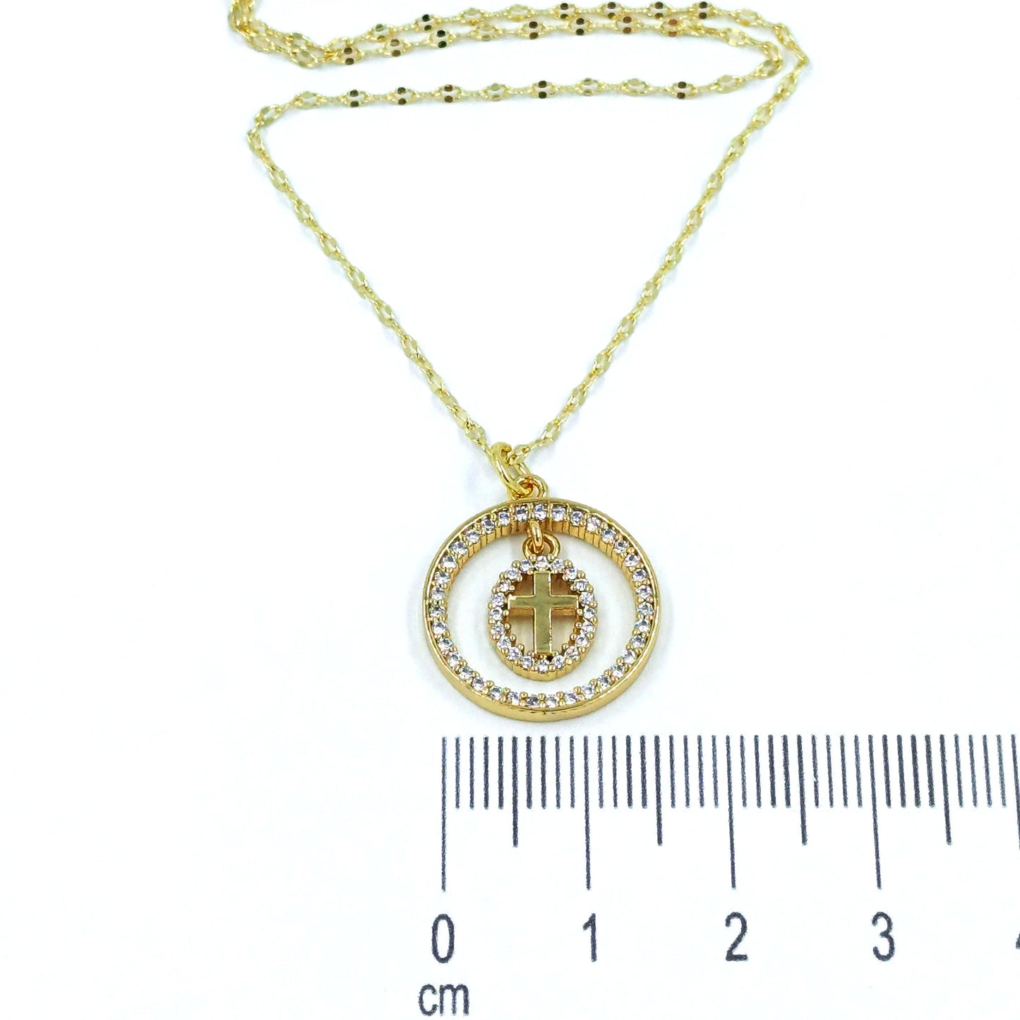 Collar rodio dije doble cruz