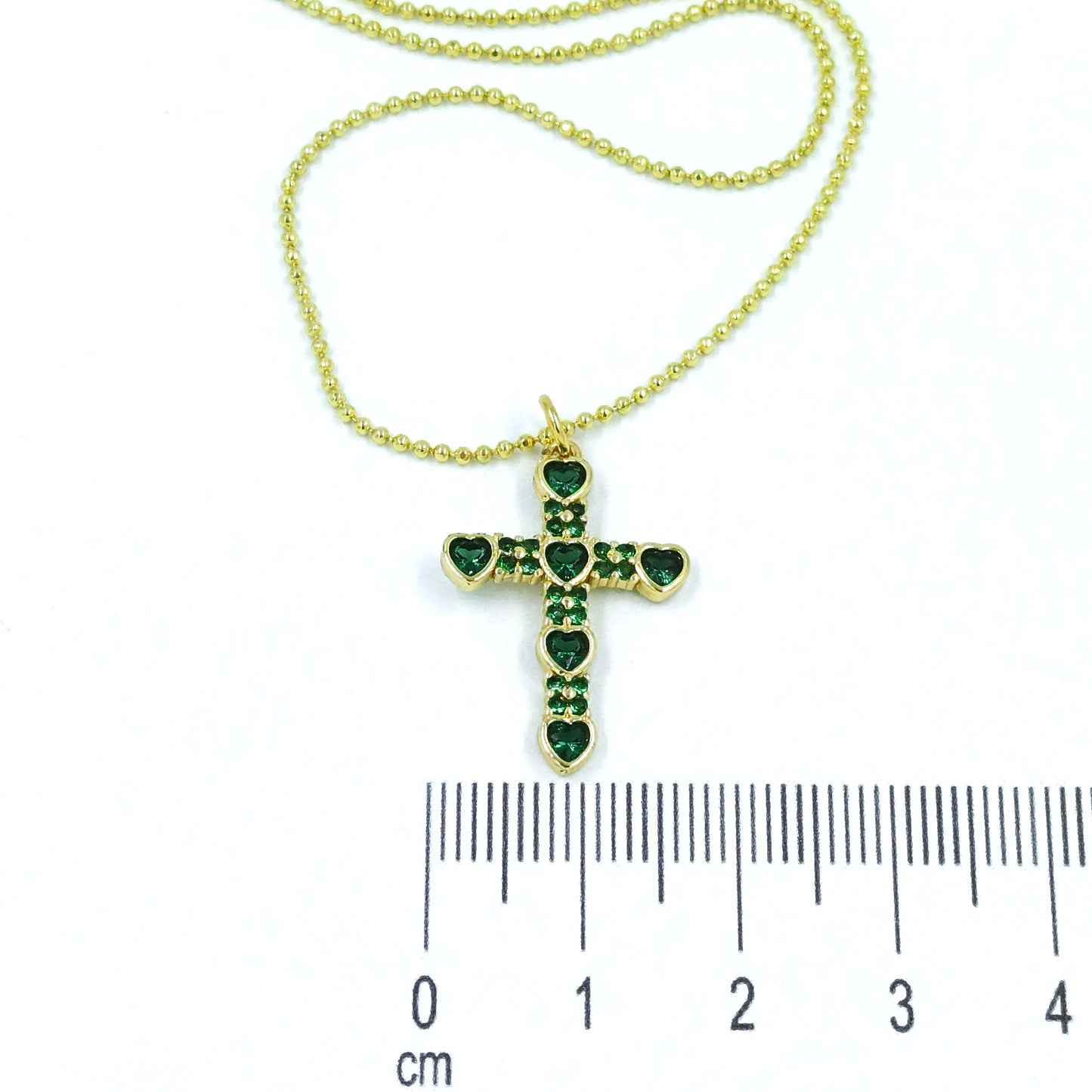 Collar rodio cruz esmeralda