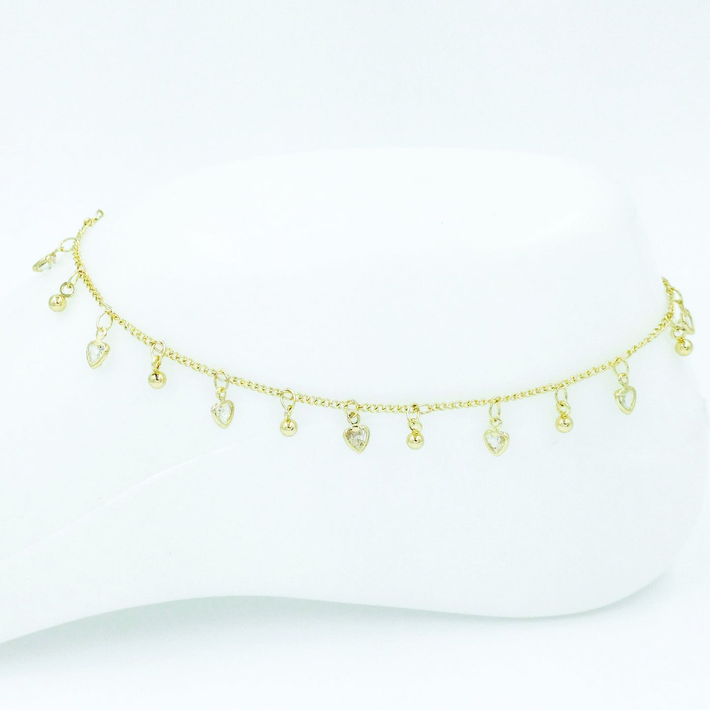 Tobillera corazón cristal