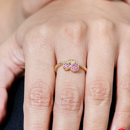 Anillo cereza micrizircones