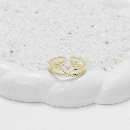 Anillo doble corazón nácar