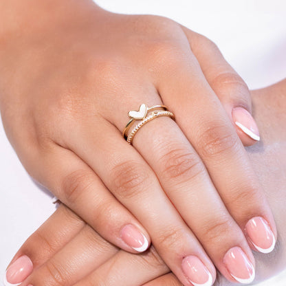 Anillo doble corazón nácar  Amulí