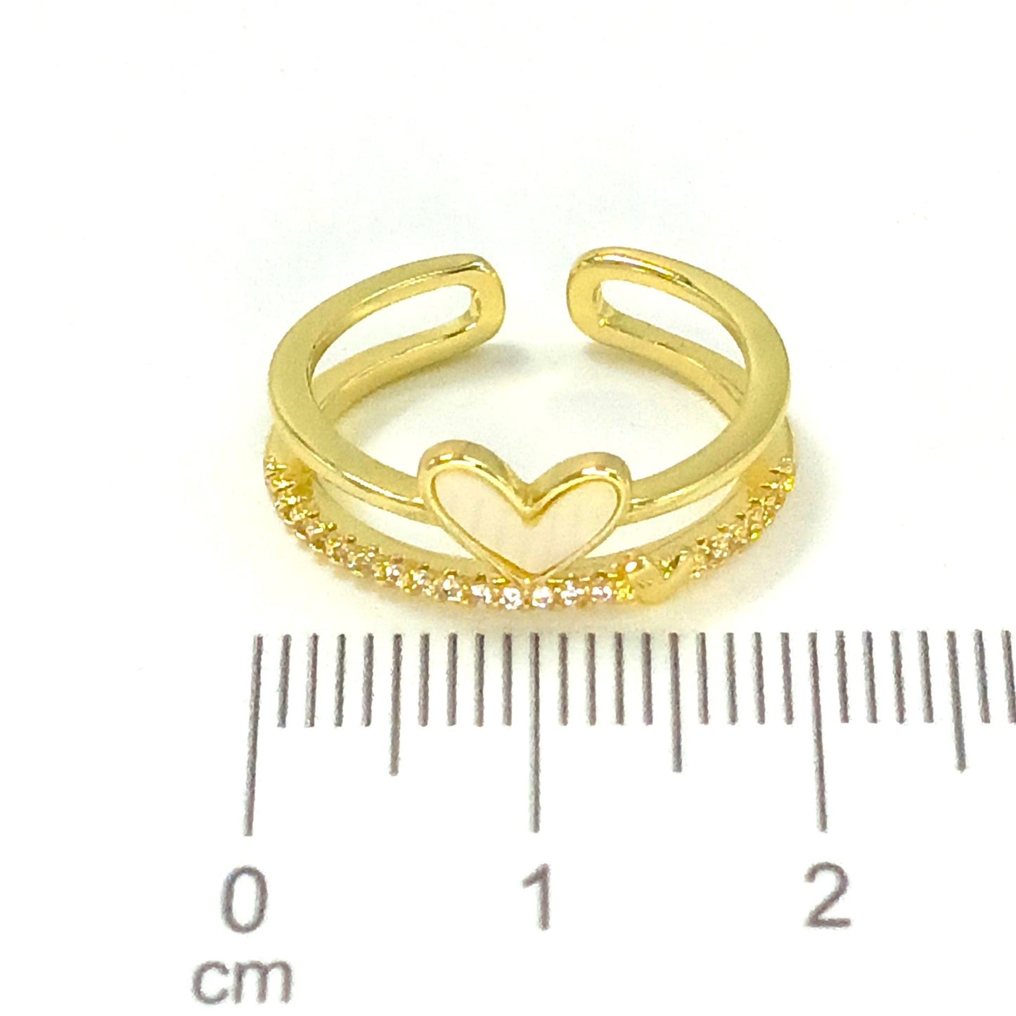 Anillo doble corazón nácar