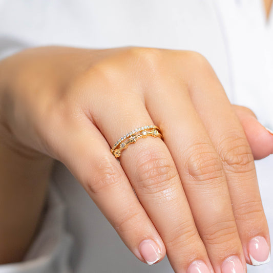 Anillo doble flores  Amulí