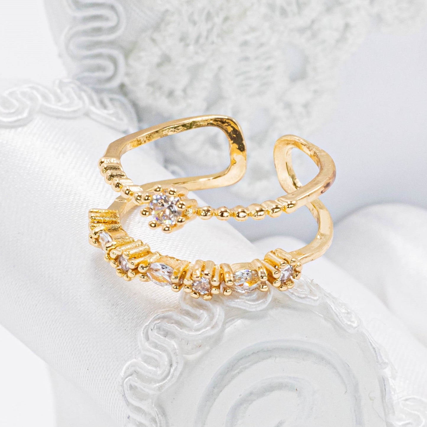 Anillo doble zircones