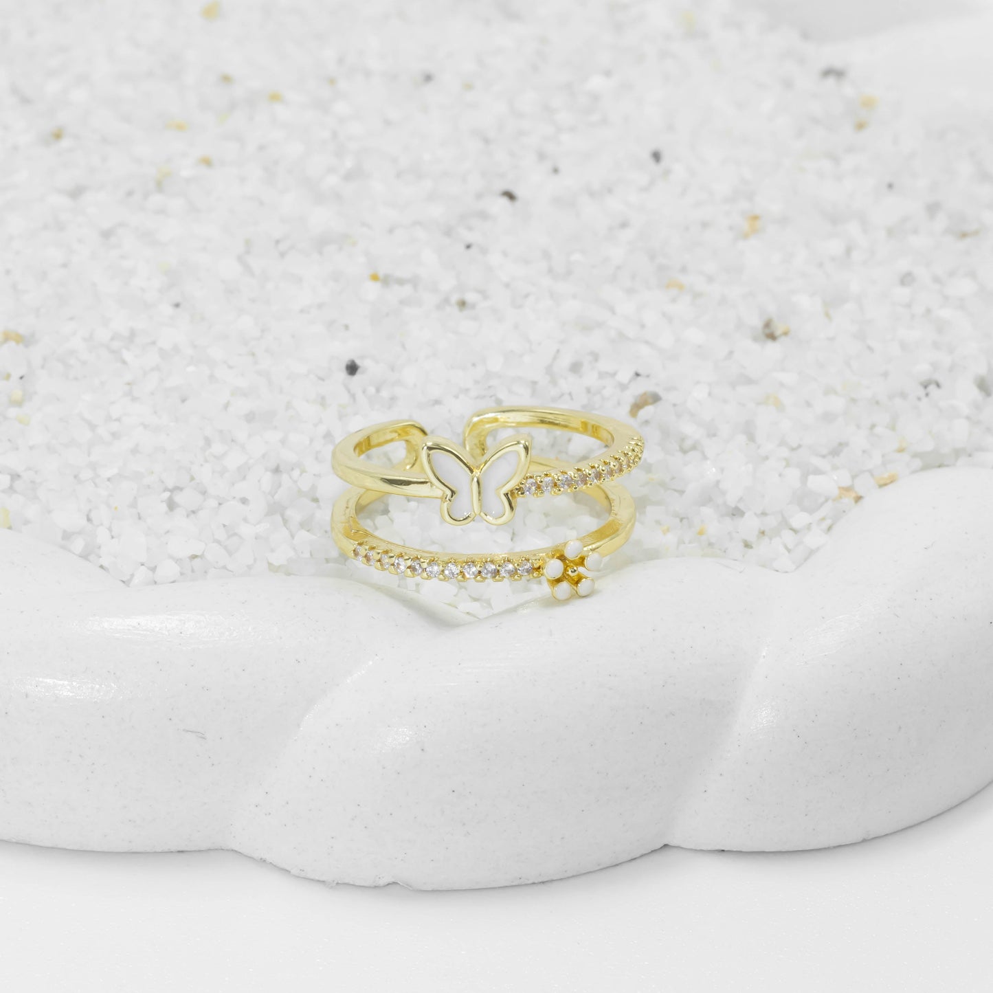 Anillo doble mariposa