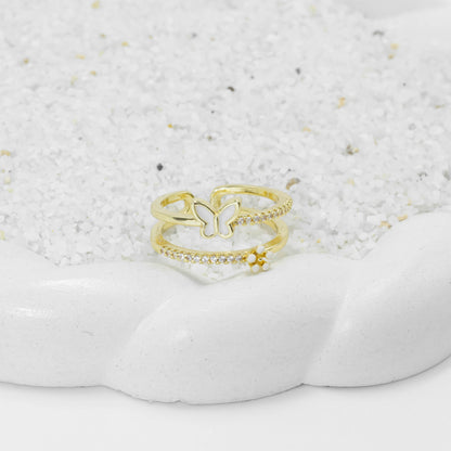 Anillo doble mariposa