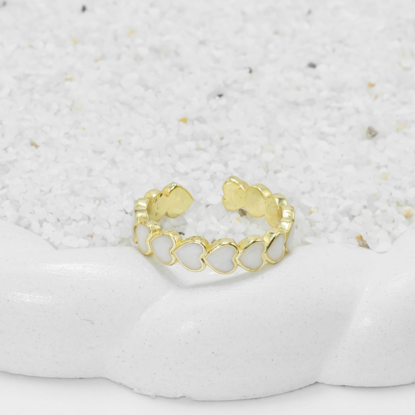 Anillo corazones nácar