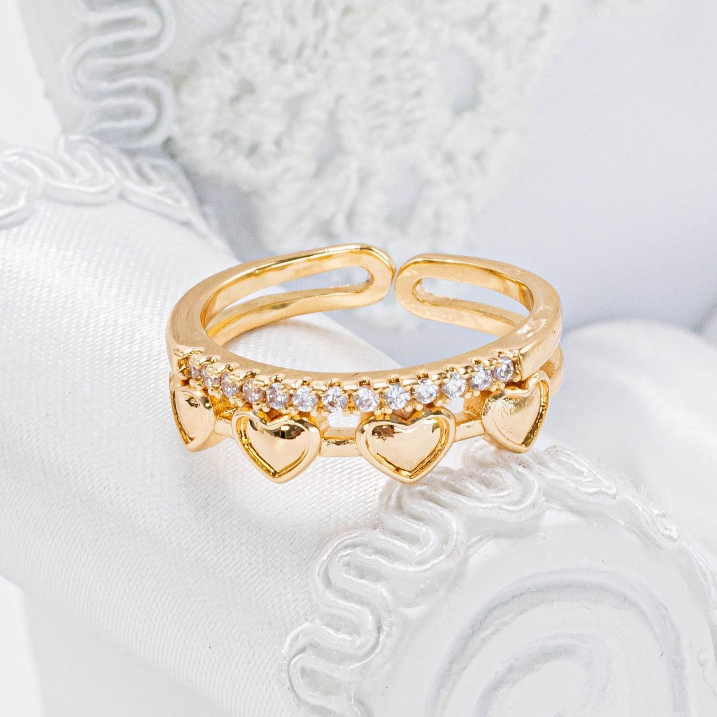 Anillo doble corazones