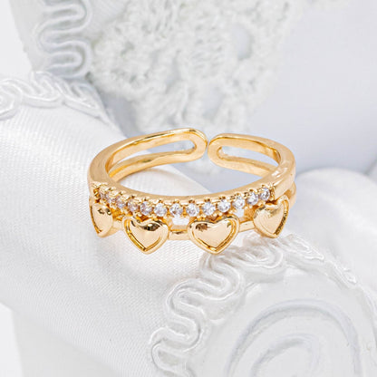 Anillo doble corazones