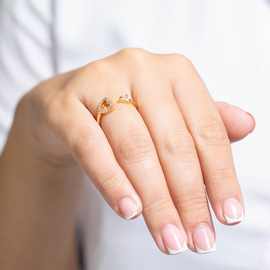 Anillo corazon microzircones  Amulí