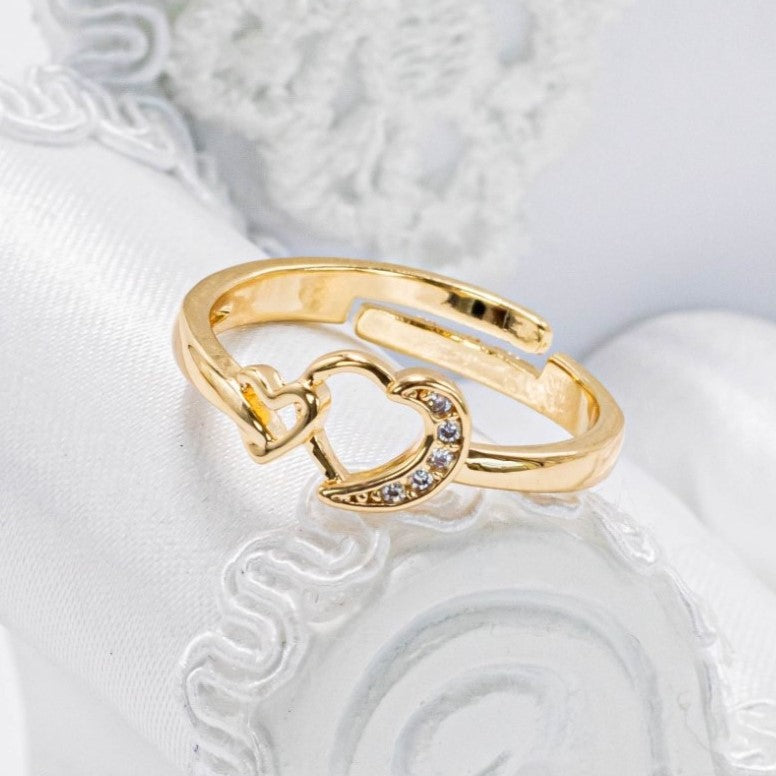 Anillo silueta corazones