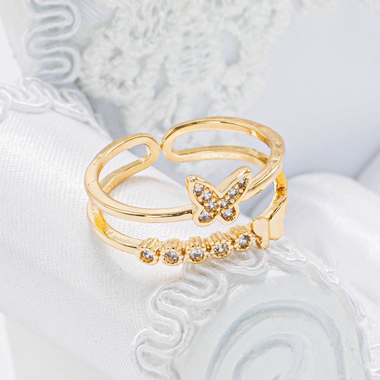 Anillo doble mariposas