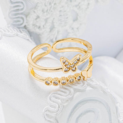 Anillo doble mariposas