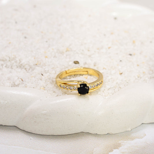 Anillo argolla zircón negro