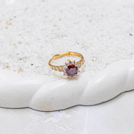 Anillo zircón rojo