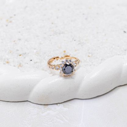 Anillo zircón negro