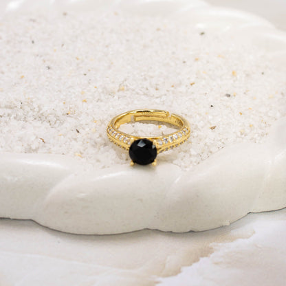 Anillo argolla zircón negro