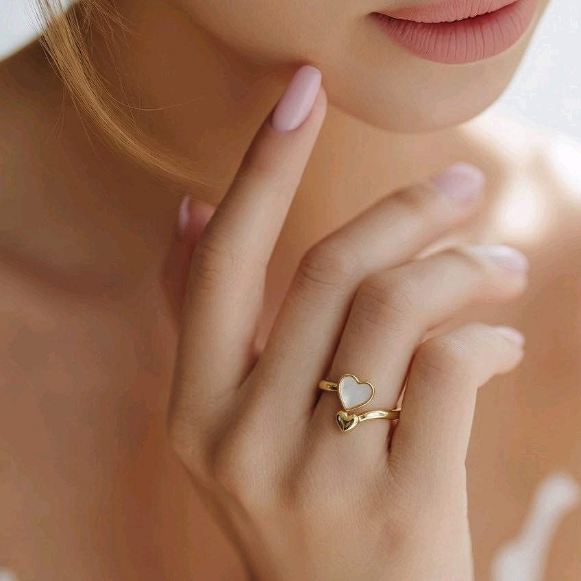 Anillo corazón nacar