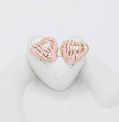 Arete corazon print rosa