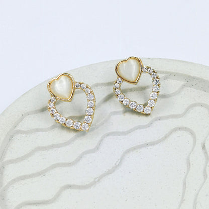 Arete silueta corazón gema