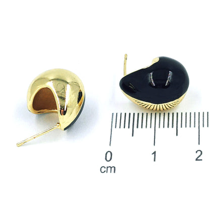 Arete gota 2 caras negra