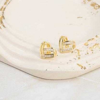 Arete corazón baguete