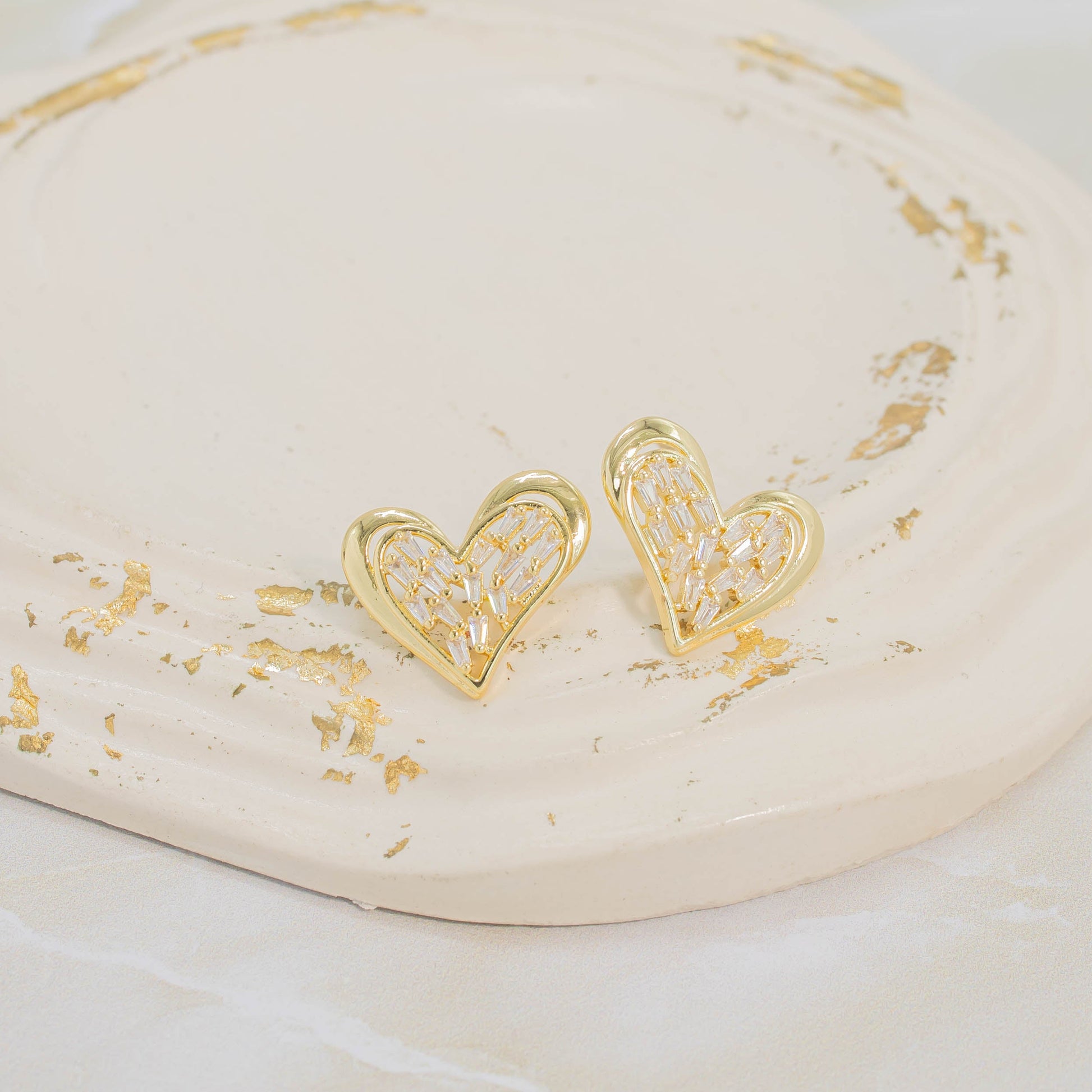 Arete corazón baguete