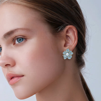 Arete flor azul