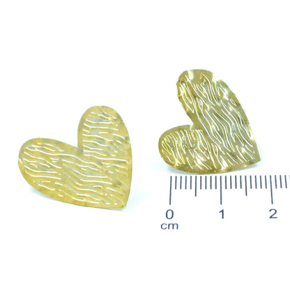 Arete bronce corazón tallado