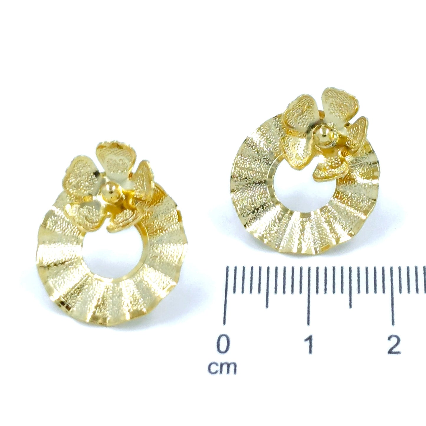 Arete bronce círculo flor