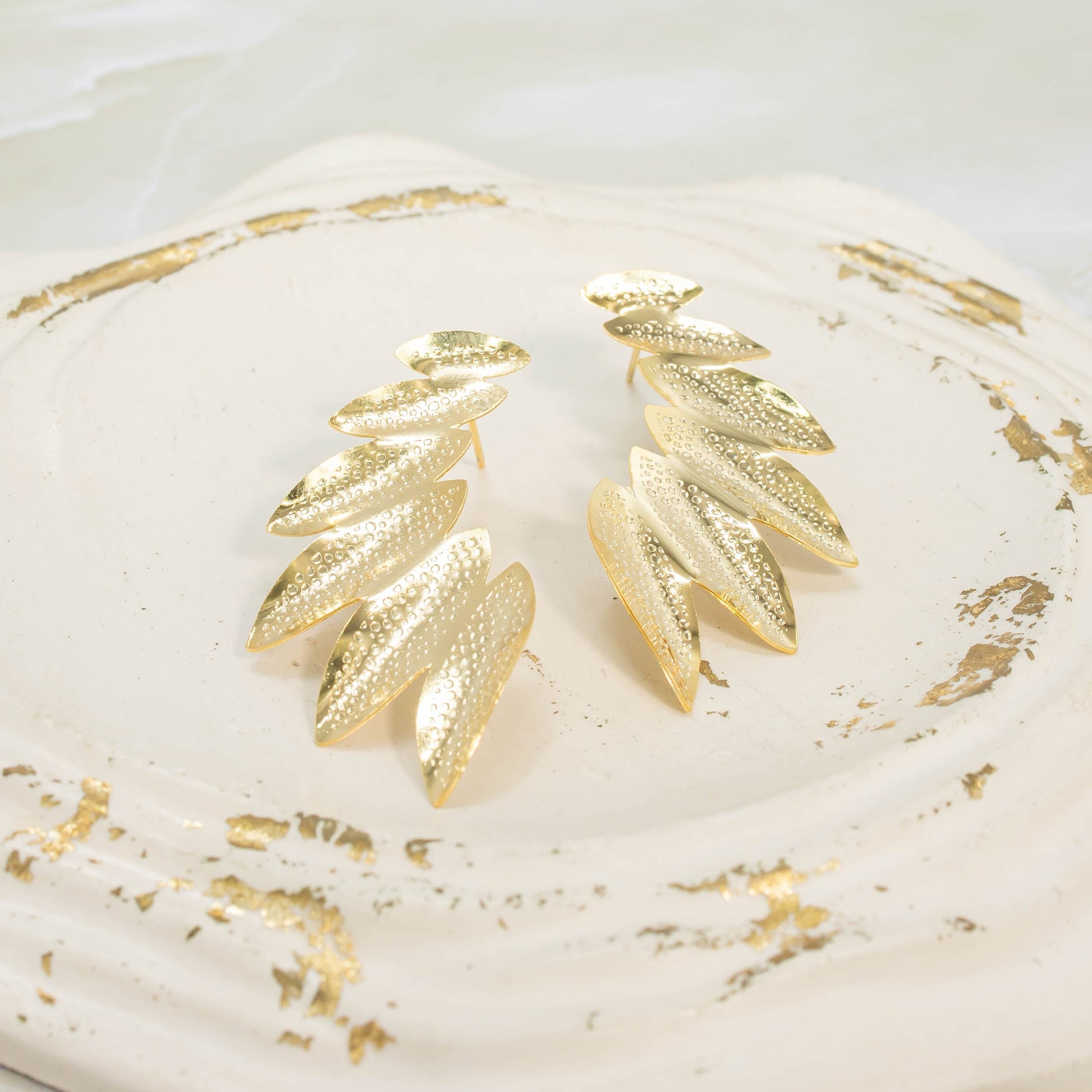 Arete bronce ala hojas