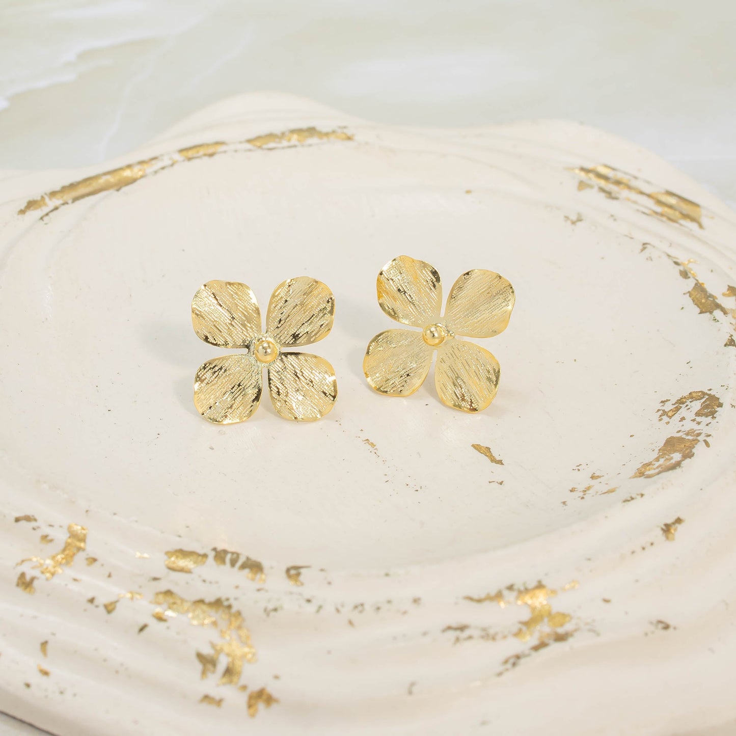 Arete bronce trébol de 4 hojas