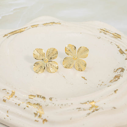 Arete bronce trébol de 4 hojas