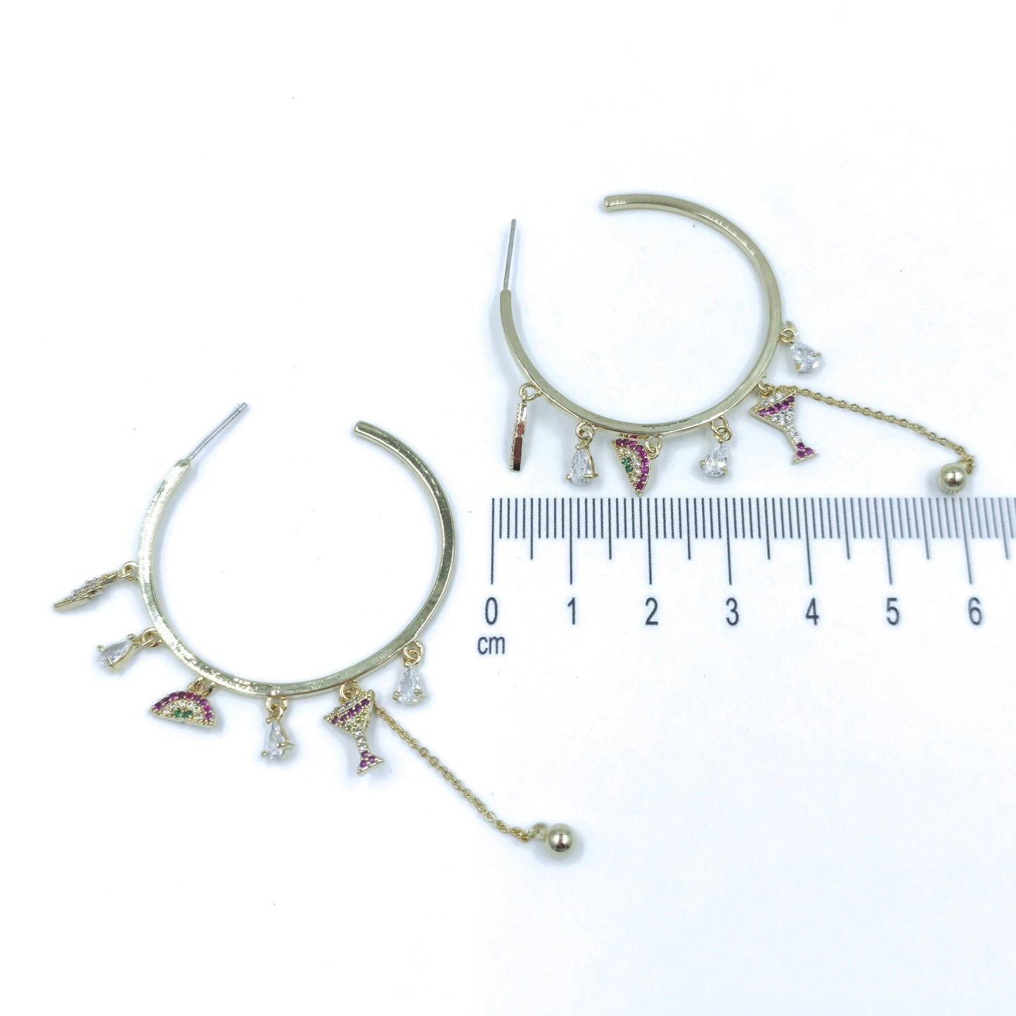 Candonga grande dijes micro zircón 14k