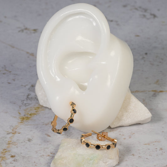 Candonga pequeña esmaltada negra (1,5cm)