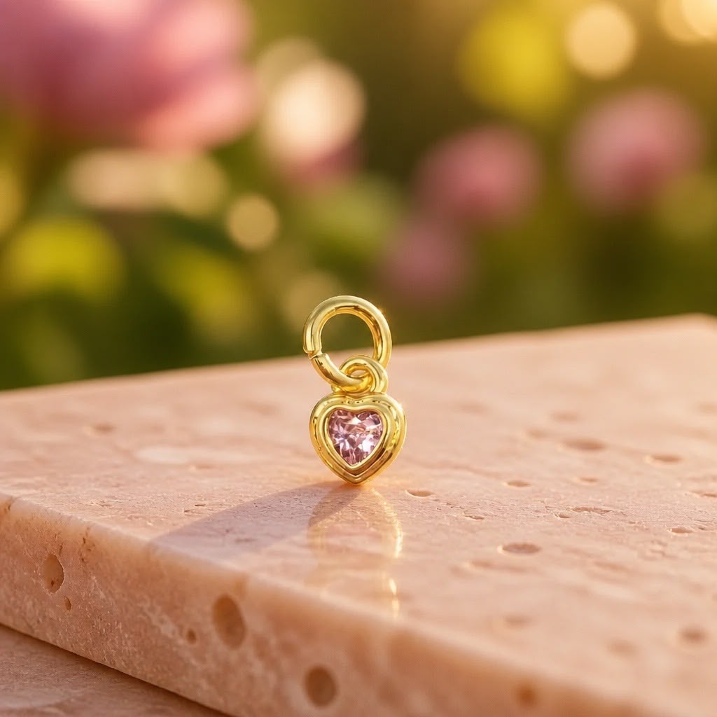 Dije mini corazón rosa