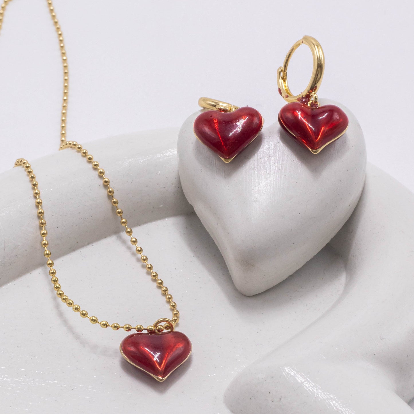 Duo corazon esmaltado