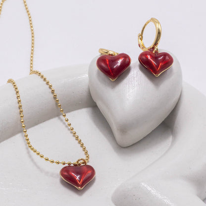 Duo corazon esmaltado