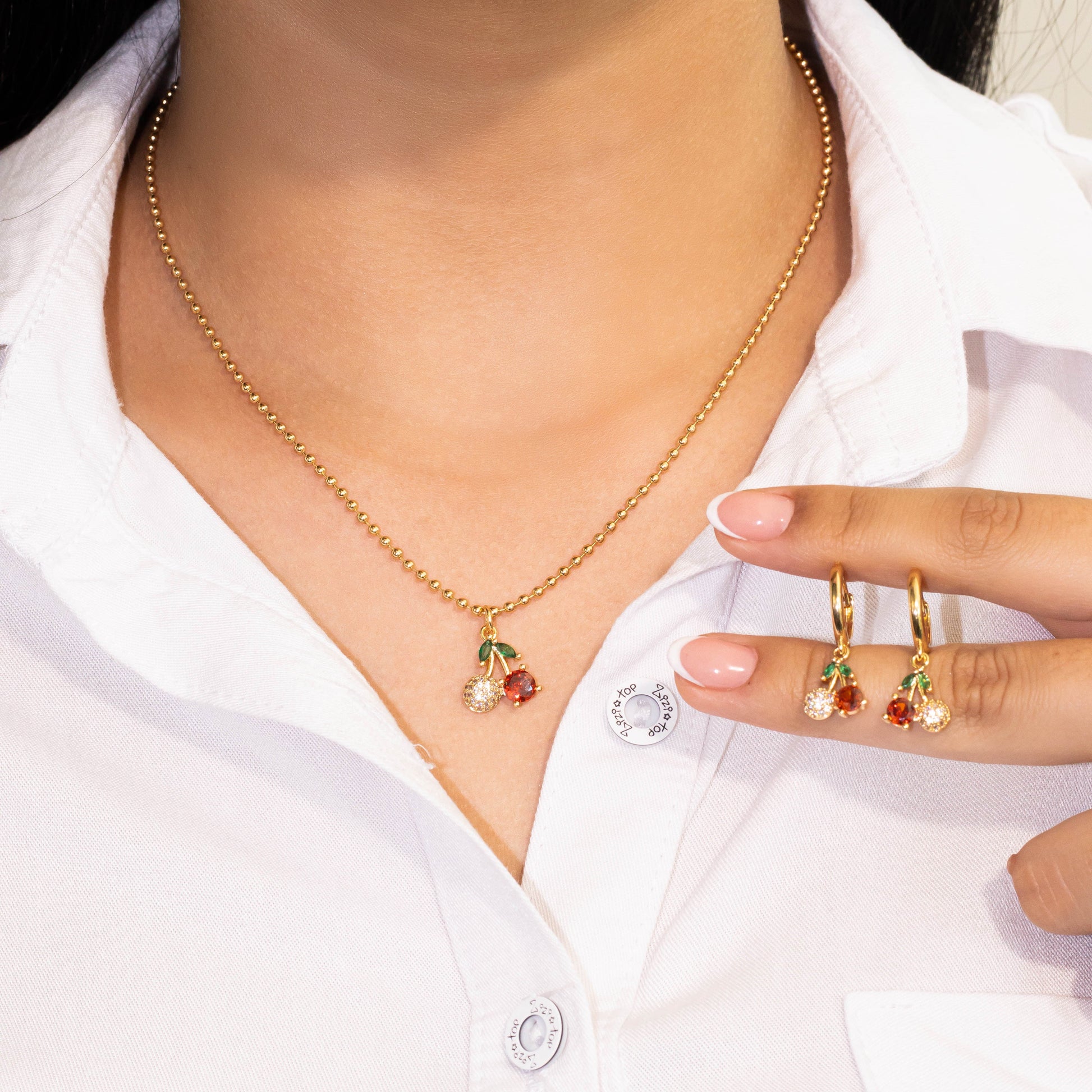 Set Duo Cherry microzircones 