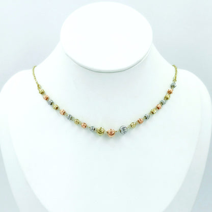 Dúo balín diamantado 3 oros