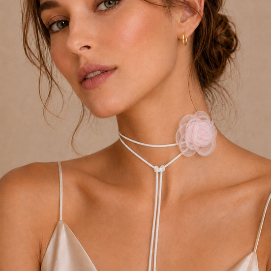 Dúo cordón flor rosa